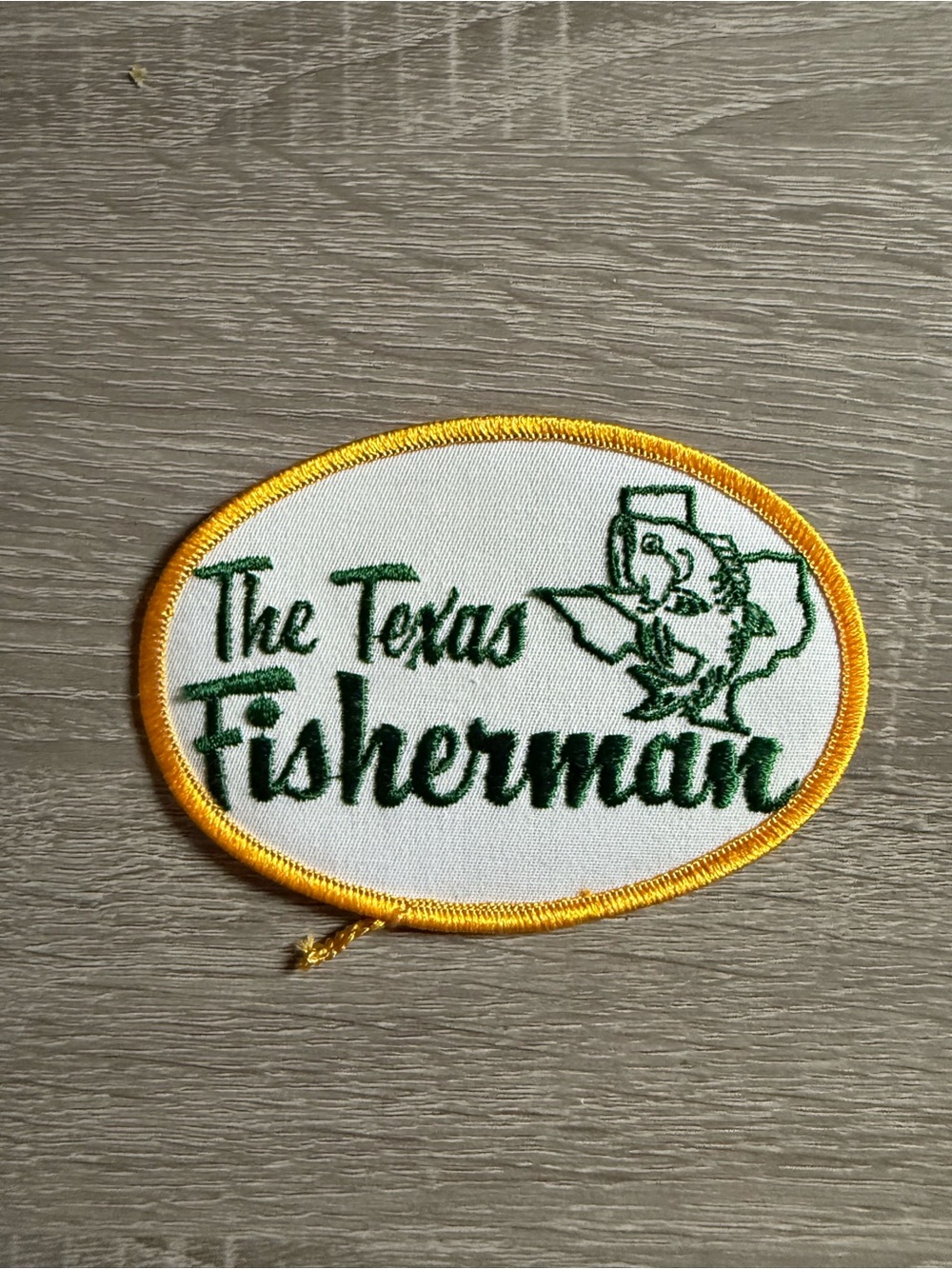 Vintage "The Texas Fisherman" embroidered sew-on/iron-on patch.